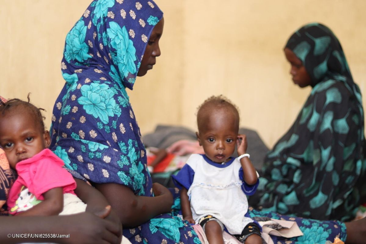 Children suffering from malnutrition receive treatment and care at the stabilization centre in Tawila hospital, Darfur.
