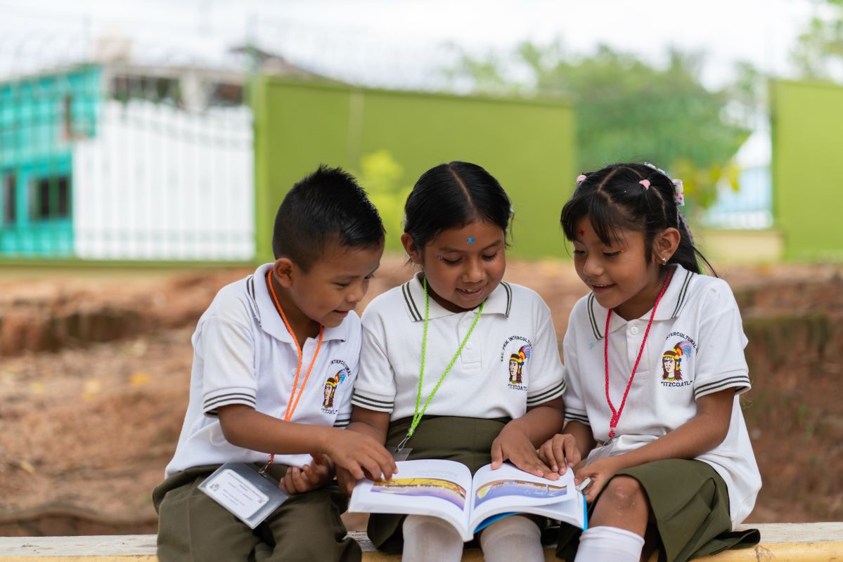Kids reading book
