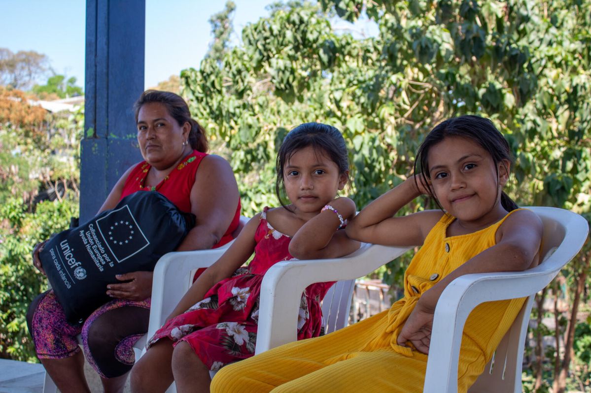 Children receiving help after emergency