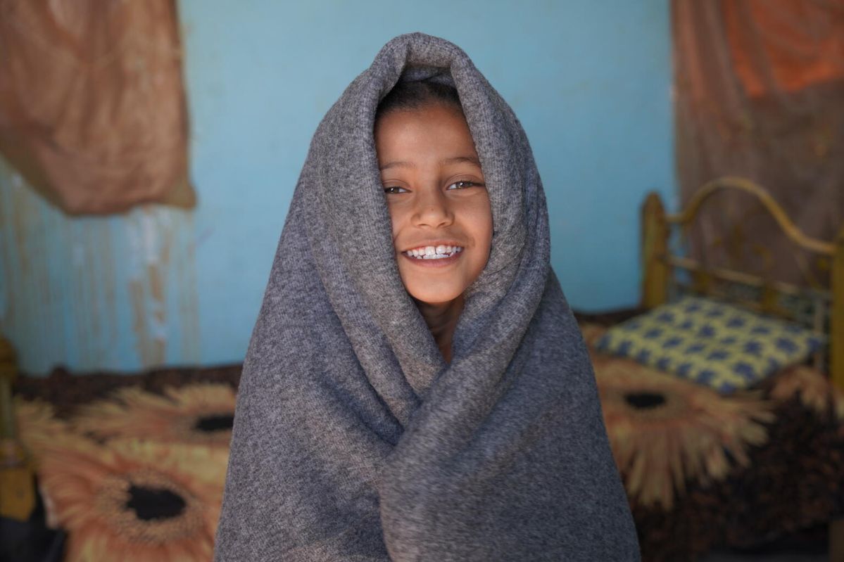 Child in winter blanket
